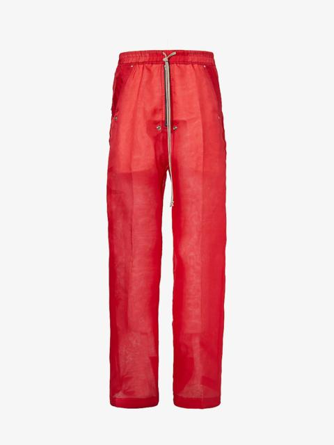 Drawstring-waist straight-leg high-rise silk trousers
