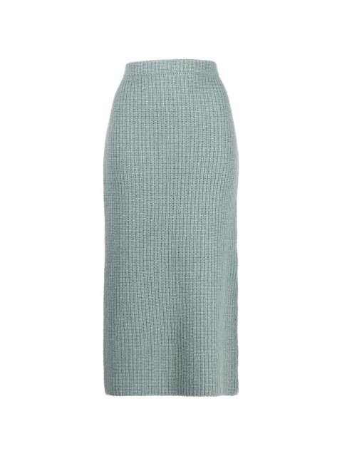 ribbed-knit straight skirt