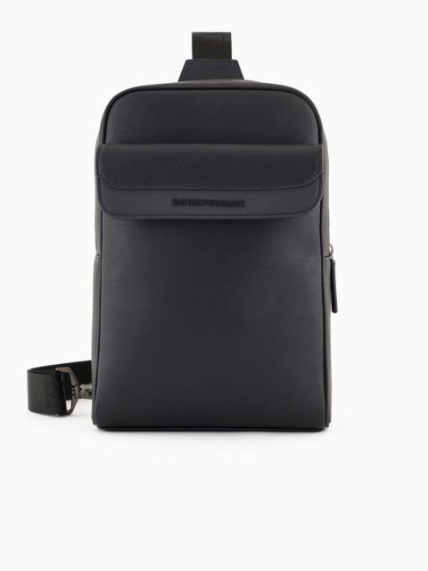 EMPORIO ARMANI ASV regenerated Saffiano and recycled nylon one-shoulder backpack