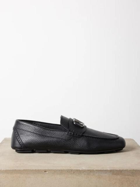 Valentino V-Logo grained-leather loafers