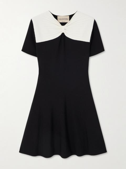 Valentino Bow-detailed Two-tone Stretch-knit Mini Dress