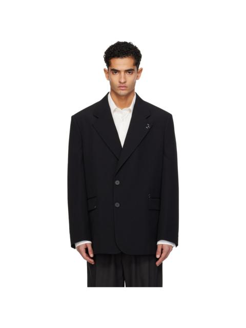 MM6 Maison Margiela Black Stapled Wool-Blend Blazer