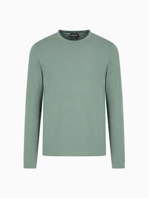 GIORGIO ARMANI Stretch viscose jersey jumper with crew neck and long sleeves