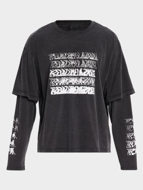 RTA Men's Double Layer Long-Sleeve Graphic T-Shirt