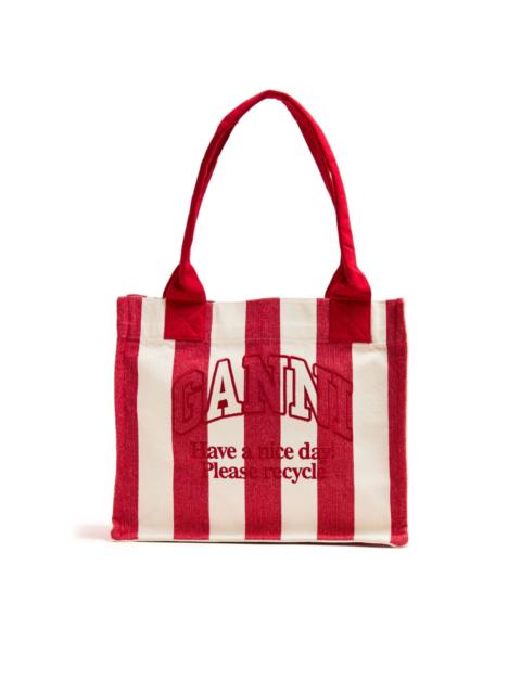 large striped tote bag