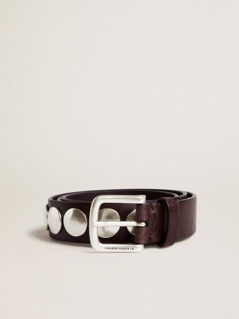 Golden Goose Trinidad belt in dark brown leather with silver maxi studs
