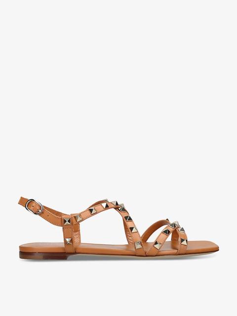 Rockstud embellished flat leather sandals