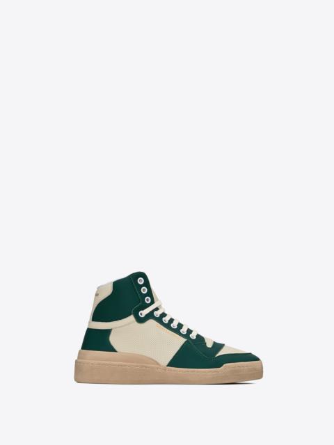 SAINT LAURENT sl24 mid-top sneakers in smooth and perforated leather