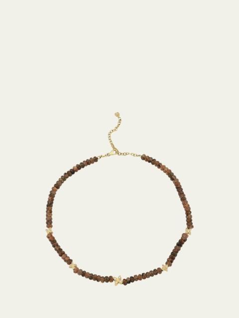 SYDNEY EVAN 14K Diamond Marquise Flowers on 6mm Rondelle Necklace