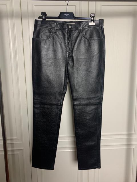 CELINE Celine FW19 Black Cropped Lambskin Leather Pants