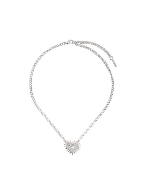 We11done Silver Spike Flat Heart Necklace