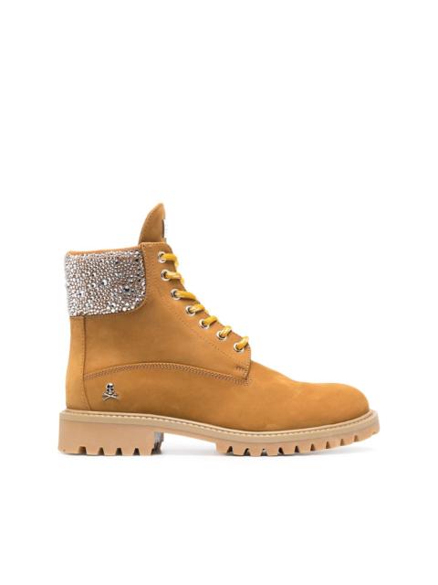 crystal-embellished suede boots