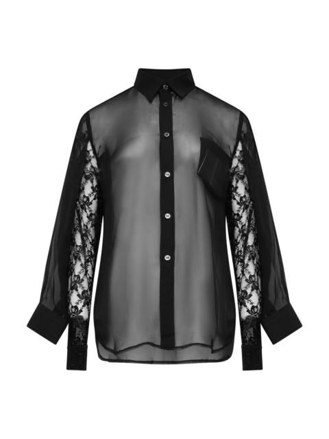 Comme Des Garçons Sheer Lace Panel Blouse