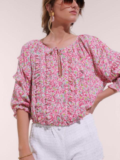 Poupette St Barth Blouse Amanda - Pink Ocean Flowers