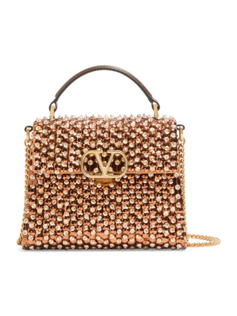 Valentino Women's V-Sling Embroidered Mini Top Handle Handbag - Gold