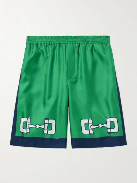 GUCCI Wide-Leg Printed Silk-Satin Shorts
