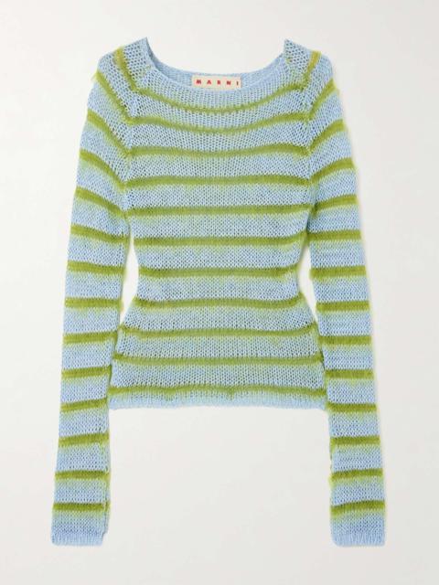 Striped cotton and brushed mohair-blend sweater