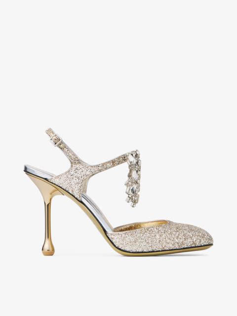 JIMMY CHOO Verity 95
Sand Glitter Fabric Pumps