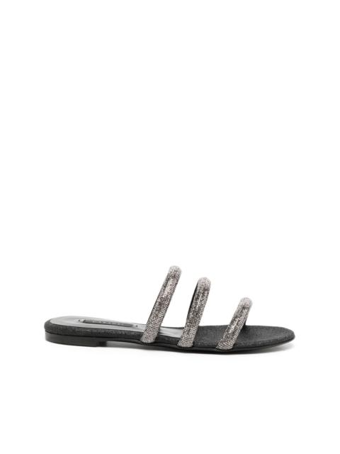CASADEI crystal-embellished flat sandals