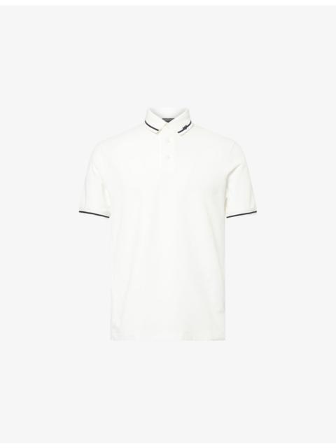 Embroidered-Logo Contrast-Trim Cotton Pique Polo Shirt