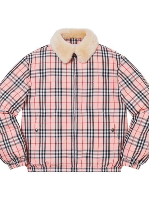 Supreme Burberry Shearling Collar Down Puffer Jacket "SS22 - Pink Plaid" SU11577