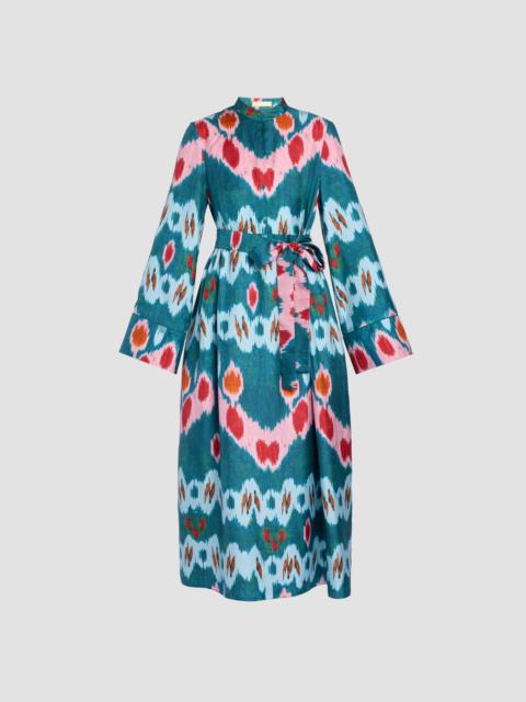 Erdem IKAT PRINT SILK TWILL MIDI DRESS