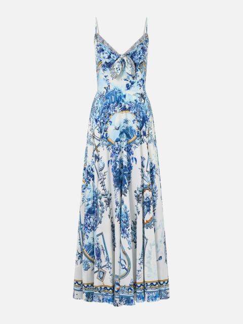 CAMILLA LONG DRESS WITH TIE FRONT THE PORCELAIN PARLOUR