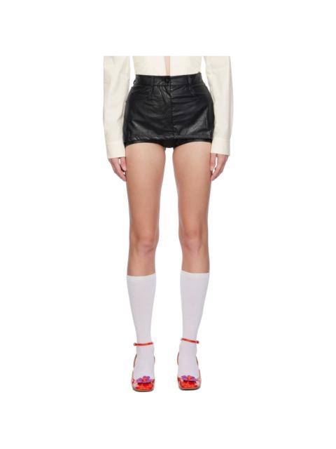 pushBUTTON Black Solid Faux-Leather Skort
