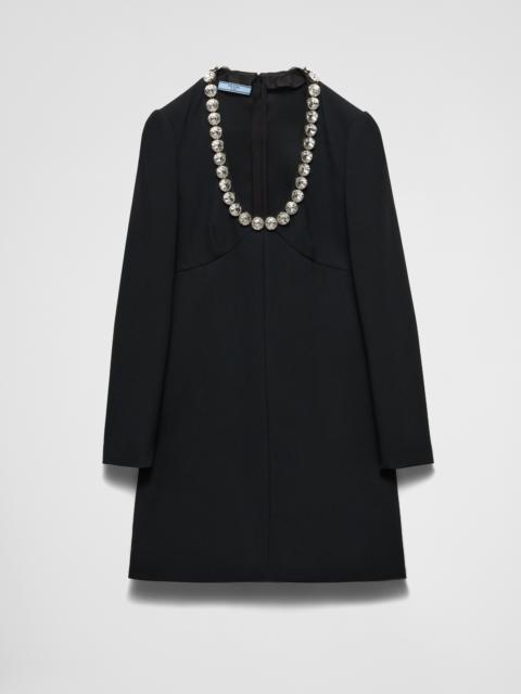 Prada Embroidered sablè compact mini-dress