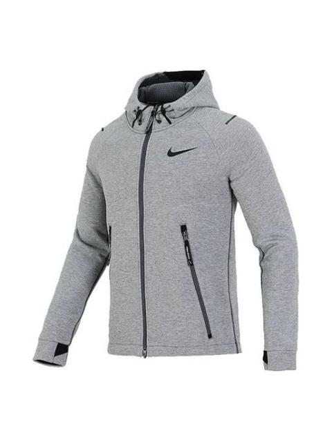 Nike Pro Therma-FIT Full-length zipper Cardigan Knit Training Hooded Jacket Gray DD1879-068