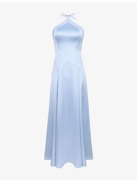 House of CB Avelina Halter-Neck Satin Maxi Dress