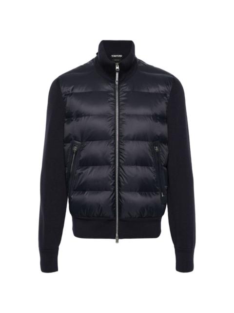 knit-panelled puffer jacket