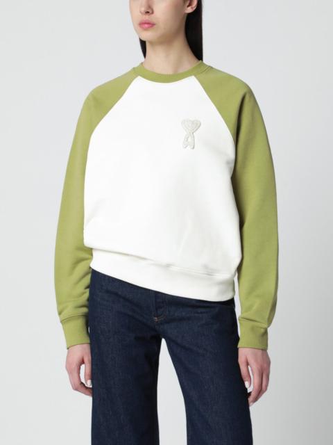 AMI Paris White and matcha green Ami De Coeur sweatshirt