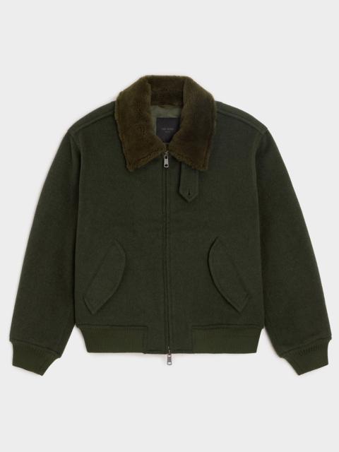 TODD SNYDER Shearling Collar Wool Bomber Jacket