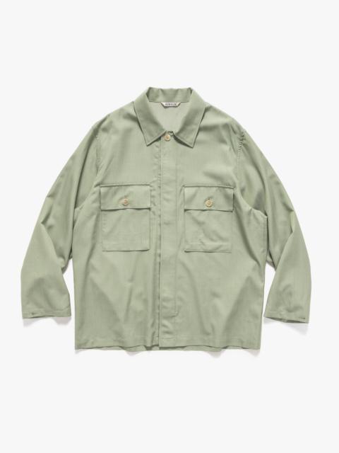 AURALEE Wool Herringbone Over Shirt Olive