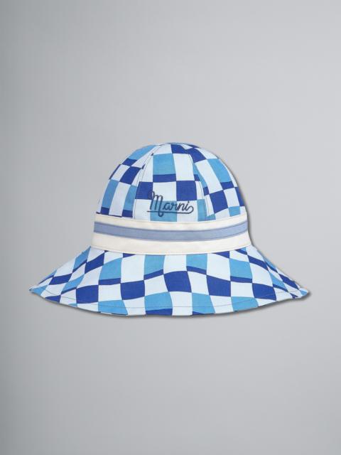 Marni BLUE ALL-OVER PRINT COTTON BUCKET HAT