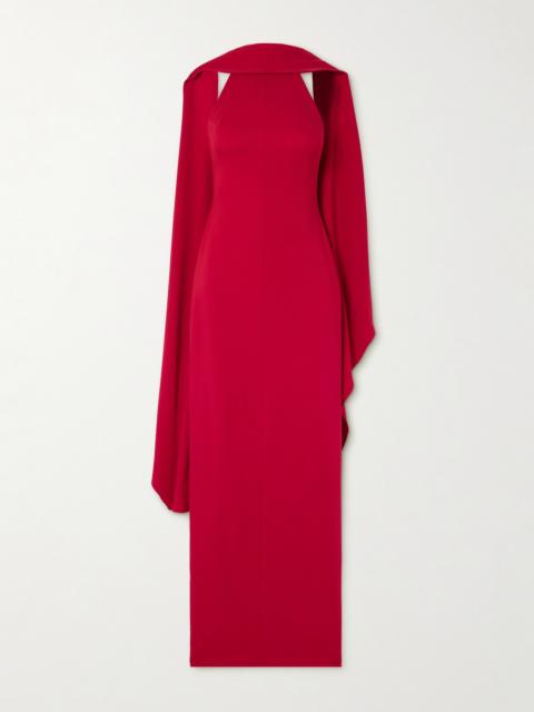 SOLACE LONDON Emerson Draped Open-back Crepe Halterneck Gown