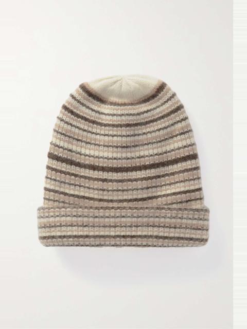 Watchman ribbed striped cashmere beanie