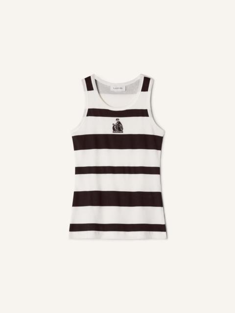 Lanvin COTTON JERSEY MOTHER AND DAUGHTER EMBROIDERED RIBBED TANK TOP