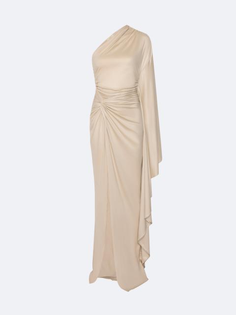 Coated Jersey One Shoulder Gown