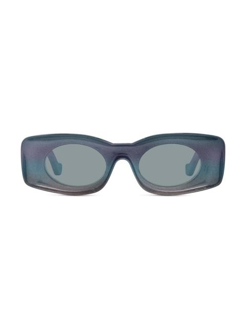 Loewe Men's LOEWE x Paula's Ibiza 49MM Square Sunglasses - Black Sparkle Blue Mirror