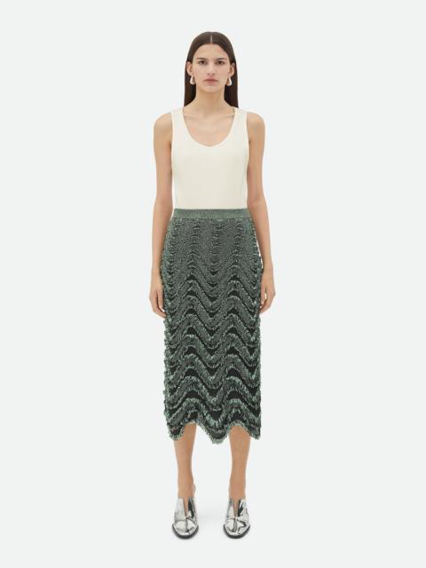 Textured Viscose Skirt With Weaved Fringes