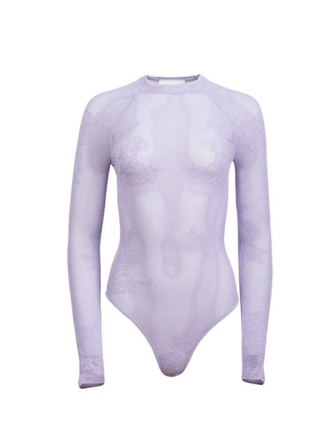 Fleur du Mal Lace Pointelle Long Sleeve Bodysuit