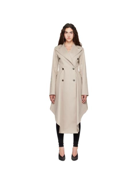 Alaïa Beige Asymmetric Twill Trench Coat