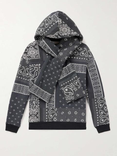 Tie-Detailed Quilted Bandana-Print Cotton-Jersey Hoodie