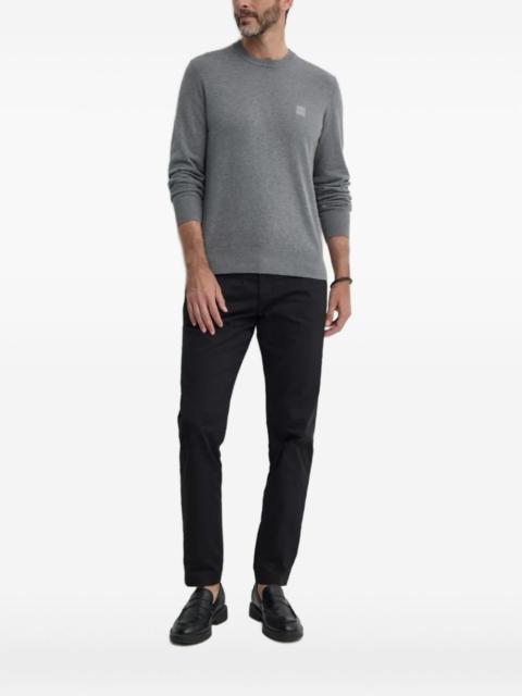 BOSS logo-patch crew-neck sweater