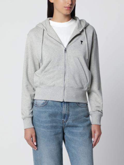 AMI Paris Light grey Ami de Coeur zip-up sweatshirt in cotton