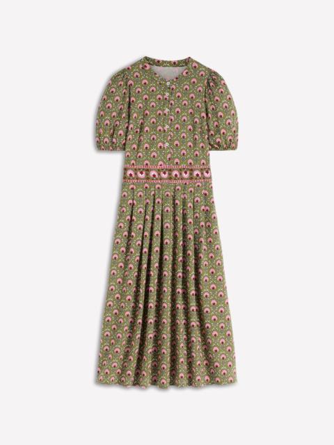 BODEN Amber Pleat Jersey Midi Dress-Olive, Flower Lattice