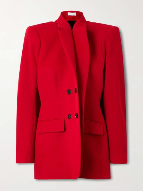MARIE ADAM-LEENAERDT Double-breasted wool-twill blazer Red