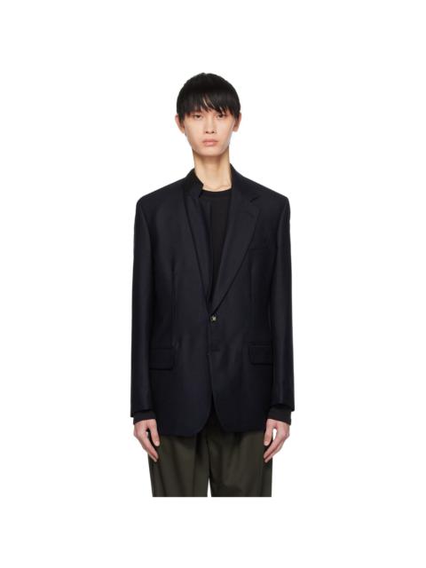 MARINA YEE Navy Asymmetrical Darts Blazer